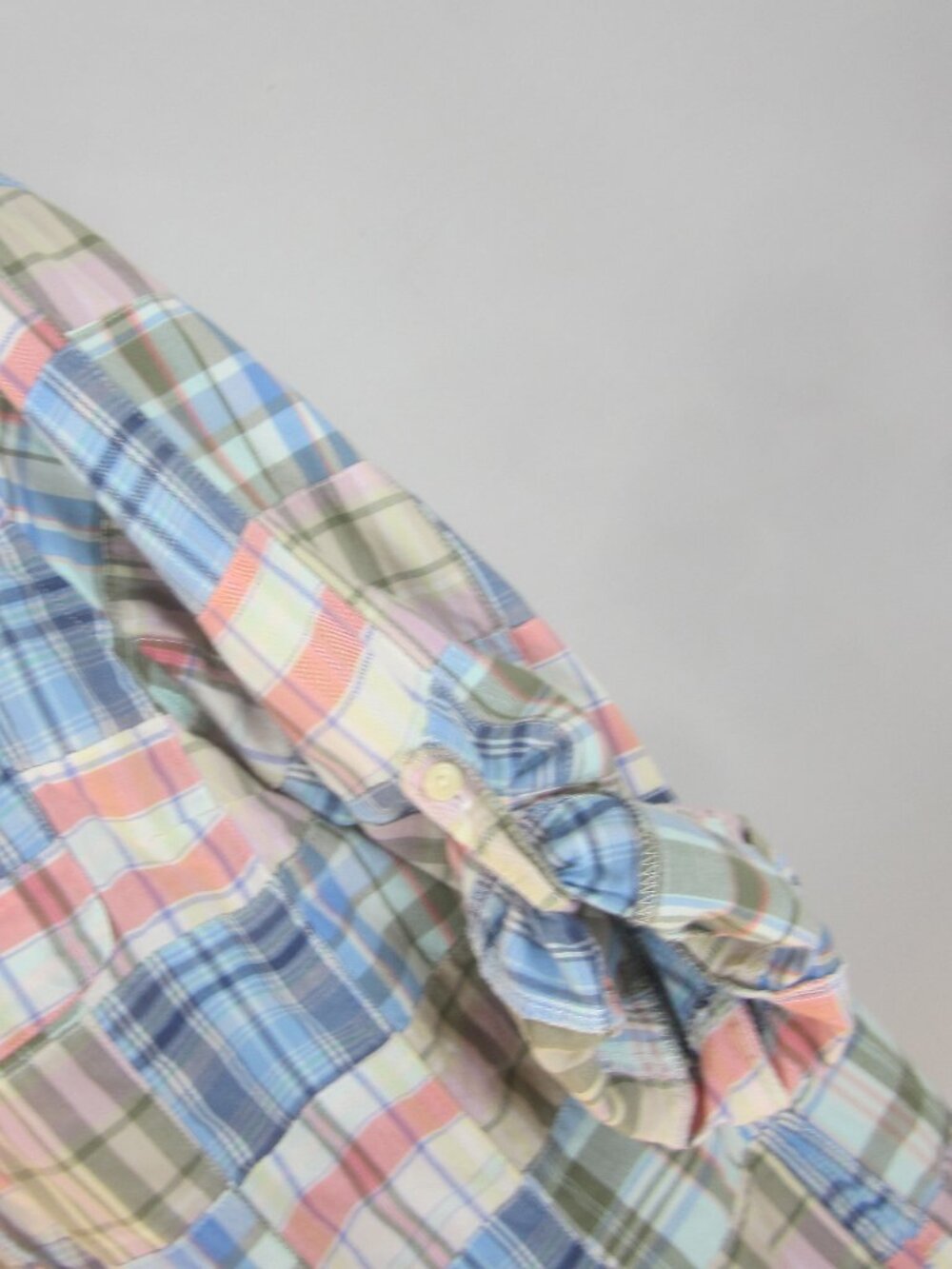 L.L. Bean Shirt Womens L Madras Patchwork Plaid Preppy Coastal Beach LS Shirt - Picture 11 of 13
